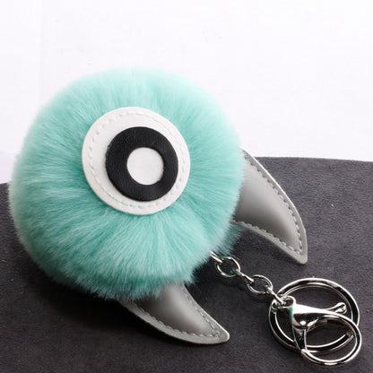 3 PCS Cartoon Croissant Hair Ball Keychain Pendant Bag Car Pendant(Rose Red) - Key Rings by buy2fix | Online Shopping UK | buy2fix
