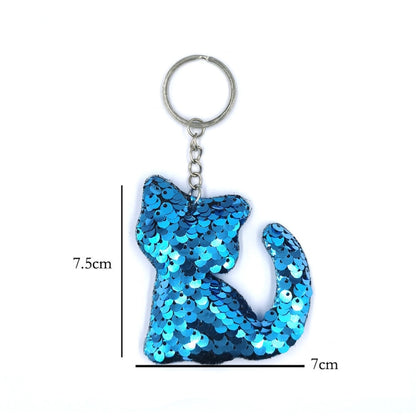 10 PCS PET Sequins Reflective Cat Keychain Bag Car Pendant, Colour: Green 4 - In Car by buy2fix | Online Shopping UK | buy2fix