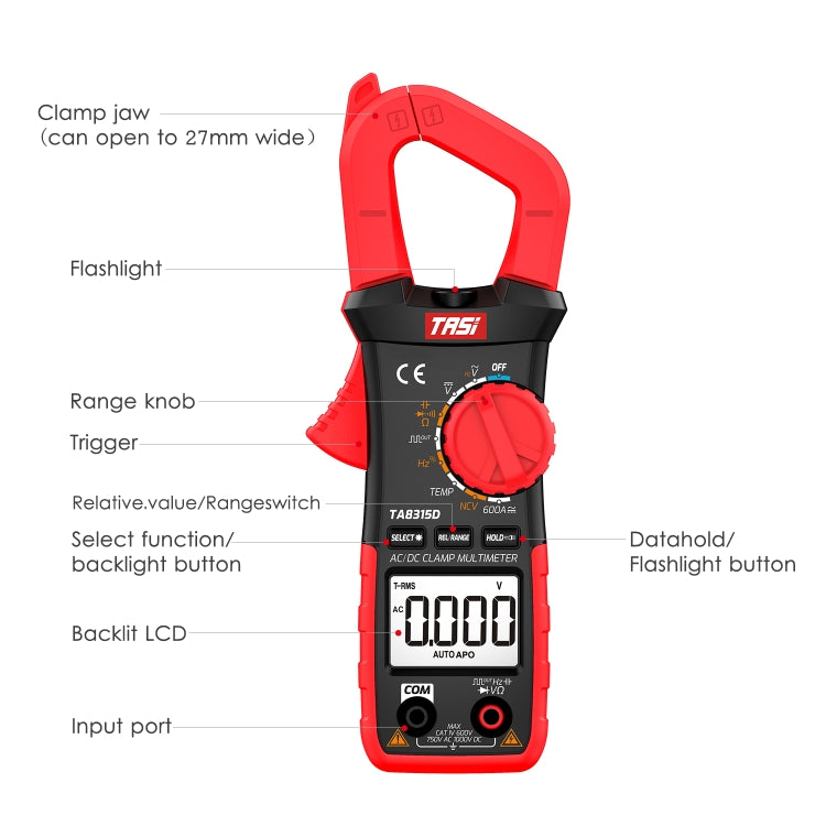 TASI TA8315D Pincers Meter High-Precision Digital Ammeter - Digital Multimeter by TASI | Online Shopping UK | buy2fix