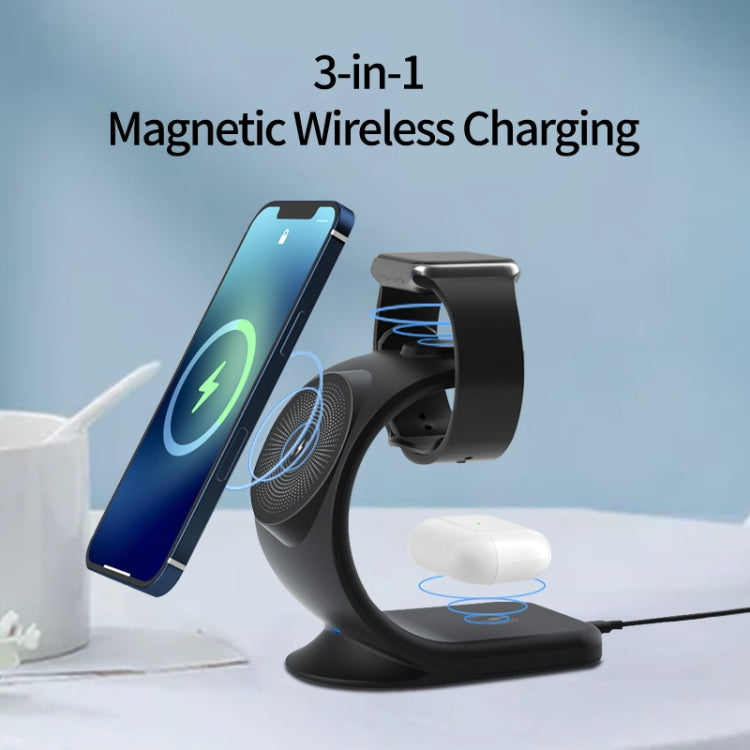 OJD-83 3 in 1 Magnetic Suction Vertical Bracket Wireless Charger for Mobile Phone & iWatch & AirPods(White) - Apple Accessories by buy2fix | Online Shopping UK | buy2fix