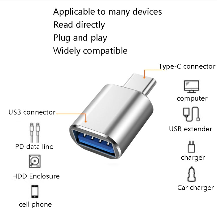 10 PCS USB 3.0 Female to USB-C / Type-C Male OTG Adapter(Black) - OTG Adapter by buy2fix | Online Shopping UK | buy2fix