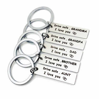 10 PCS C1010 Drive Safe Stainless Steel Tag Keychain 10x40mm(Aunt) - In Car by buy2fix | Online Shopping UK | buy2fix