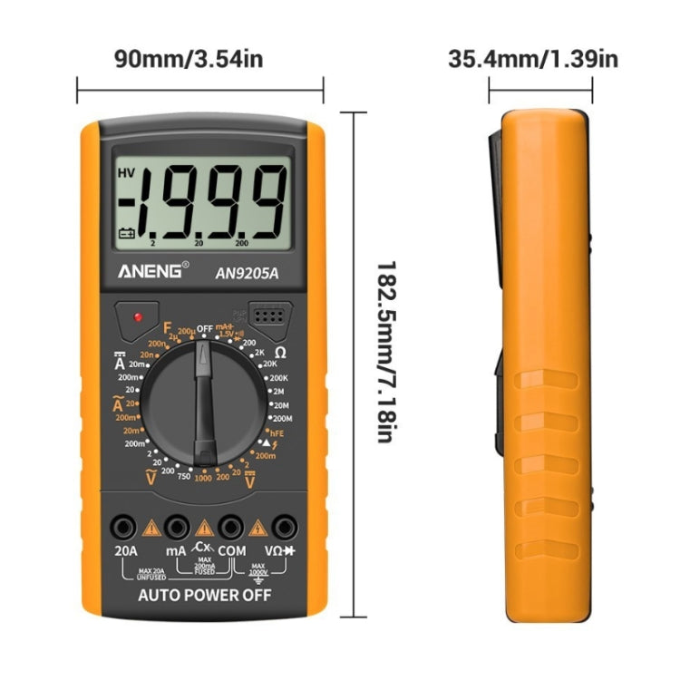 ANENG Automatic High-Precision Intelligent Digital Multimeter, Specification: AN9205A(Orange) - Consumer Electronics by ANENG | Online Shopping UK | buy2fix
