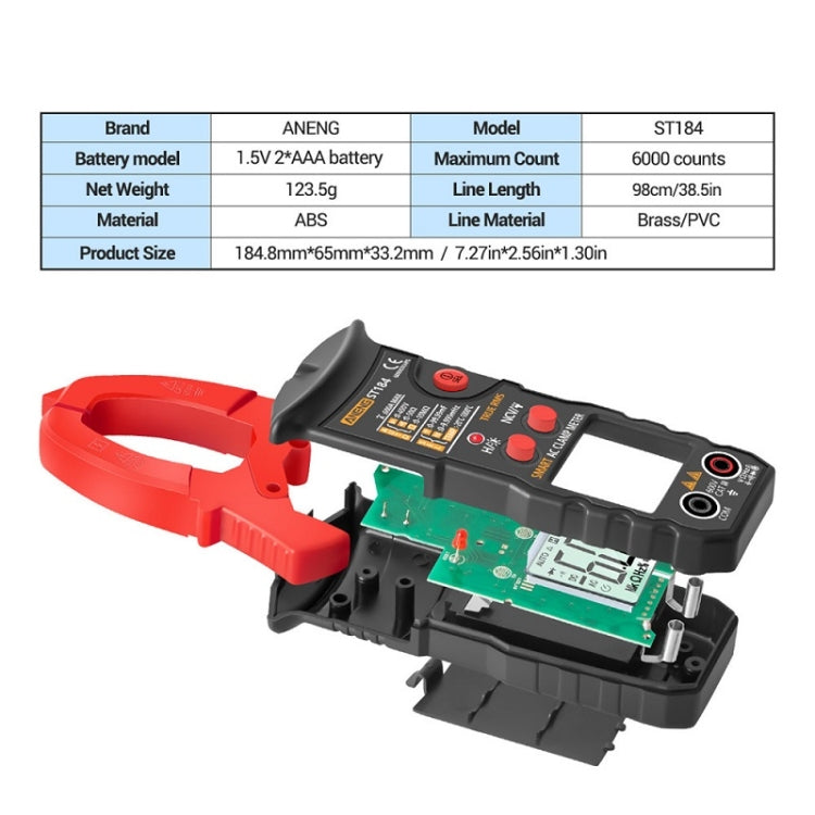 ANENG ST184 Automatically Identify Clamp-On Smart Digital Multimeter(Black) - Digital Multimeter by ANENG | Online Shopping UK | buy2fix