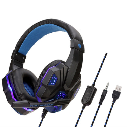 Soyto SY830 Computer Games Luminous Wired Headset, Color: For PS4 (Black Blue) - Multimedia Headset by Soyto | Online Shopping UK | buy2fix