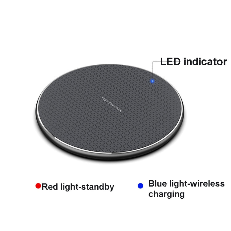 Q25 15W Plaid Pattern Desktop Metal Round Wireless Charger(Black ) - Apple Accessories by buy2fix | Online Shopping UK | buy2fix