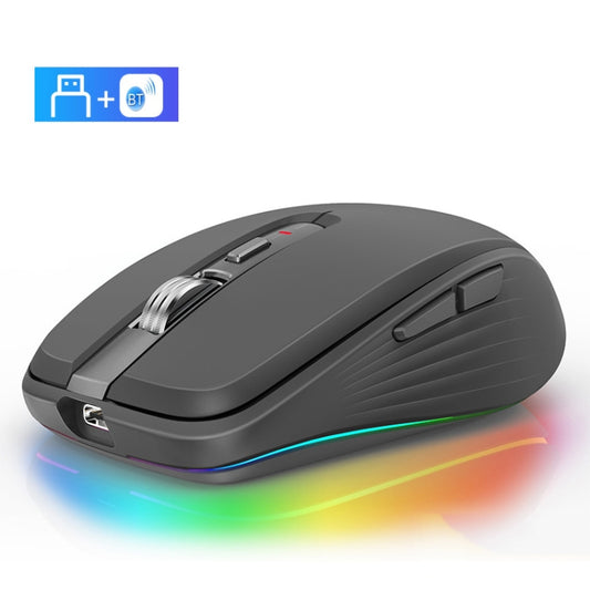 Fmouse M303 2400DPI Bluetooth&2.4G Dual Modes Rechargeable RGB Mouse(Gray) - Wireless Mice by Fmouse | Online Shopping UK | buy2fix