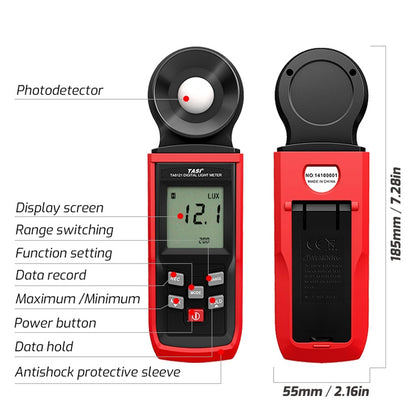 TASI Integrated 100,000 LUX 0.1LUX Display Precision Light Meter(TA8121) - Light & Sound Meter by TASI | Online Shopping UK | buy2fix