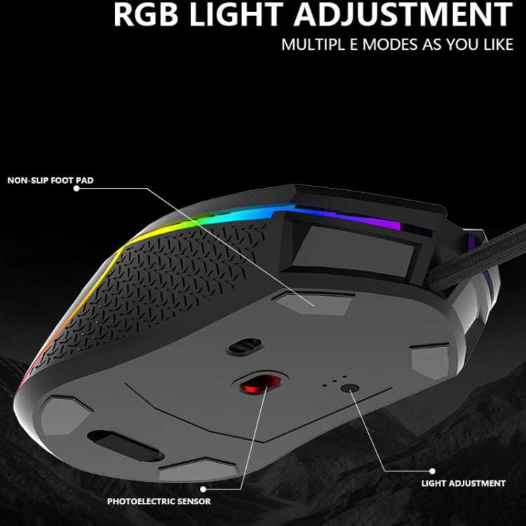 LEAVEN S50 6Keys Macro Definition Programmable RGB Lighted Gaming Wired Mouse, Cable Length: 1.5m(Blue) - Wired Mice by LEAVEN | Online Shopping UK | buy2fix