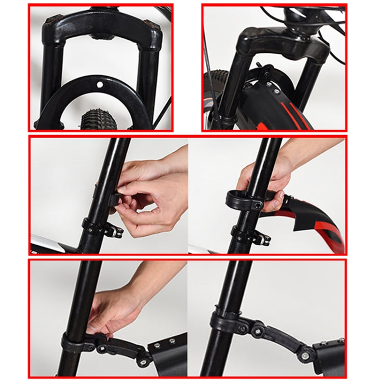 5 Sets  Dual Color Bicycle Mudguard Mountain Bike Fenders Set(Black Red) - Outdoor & Sports by buy2fix | Online Shopping UK | buy2fix