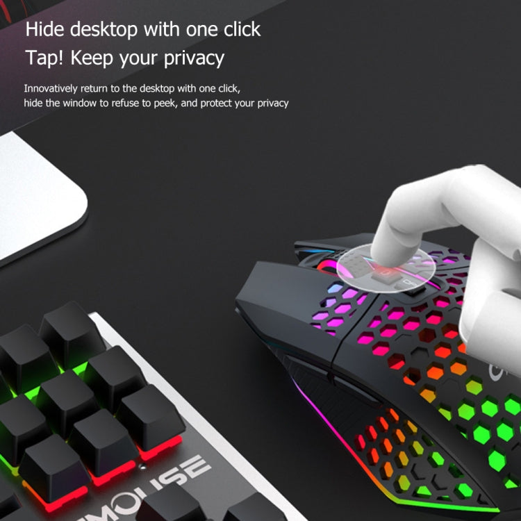 FMOUSE  X801 8 Keys 1600DPI Hollow Luminous Gaming  Office Mouse,Style: Black Wireless Rechargeable - Wireless Mice by FMOUSE | Online Shopping UK | buy2fix