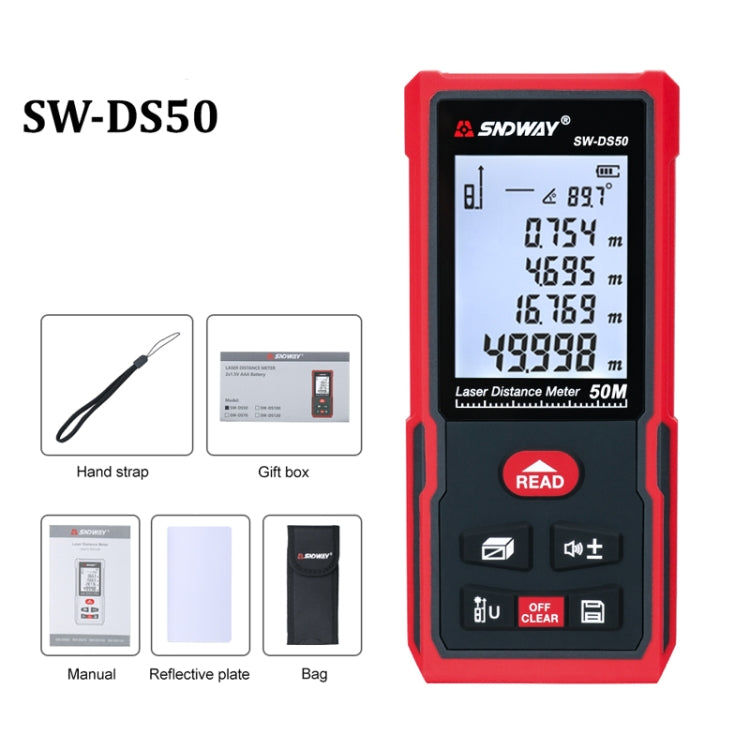 SNDWAY SW-DS50 Handheld Laser Rangefinder Infrared Laser Ruler, Distance: 50m - Laser Rangefinder by SNDWAY | Online Shopping UK | buy2fix