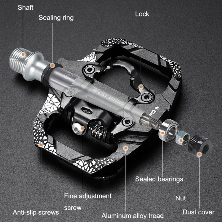 A Pair WEST BIKING YP0802086 Mountain Bike Aluminum Bearing Pedals(Red) - Pedals by WEST BIKING | Online Shopping UK | buy2fix