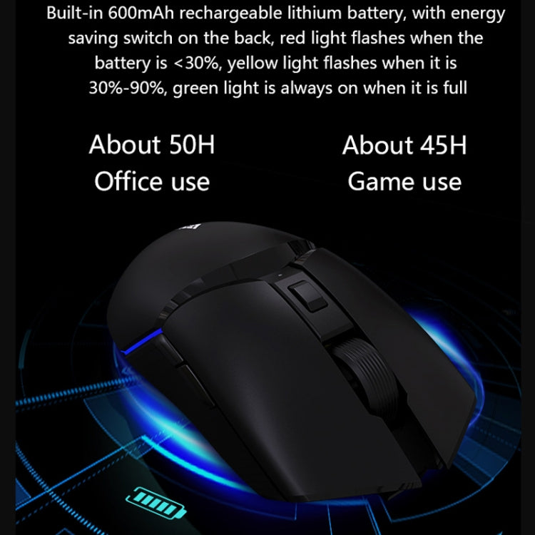 Ajazz I309Pro 1600 DPI 8 Keys Dual Mode Gaming Wireless Bluetooth Mouse(Black) - Wireless Mice by Ajazz | Online Shopping UK | buy2fix