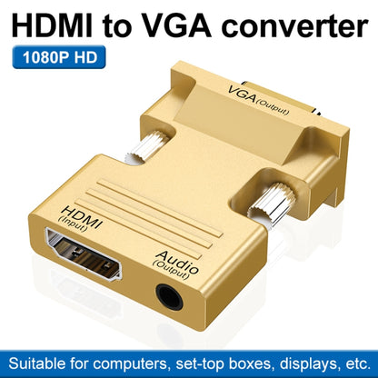 HDMI Female To VGA Male With Audio Adapter Computer Monitor TV Projector Converter(Gold) - Converter by buy2fix | Online Shopping UK | buy2fix