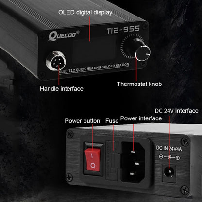 QUECOO 1.3-inch Screen Constant Temperature Soldering Iron, Set: EU Plug (955+907) - Electric Soldering Iron by QUECOO | Online Shopping UK | buy2fix