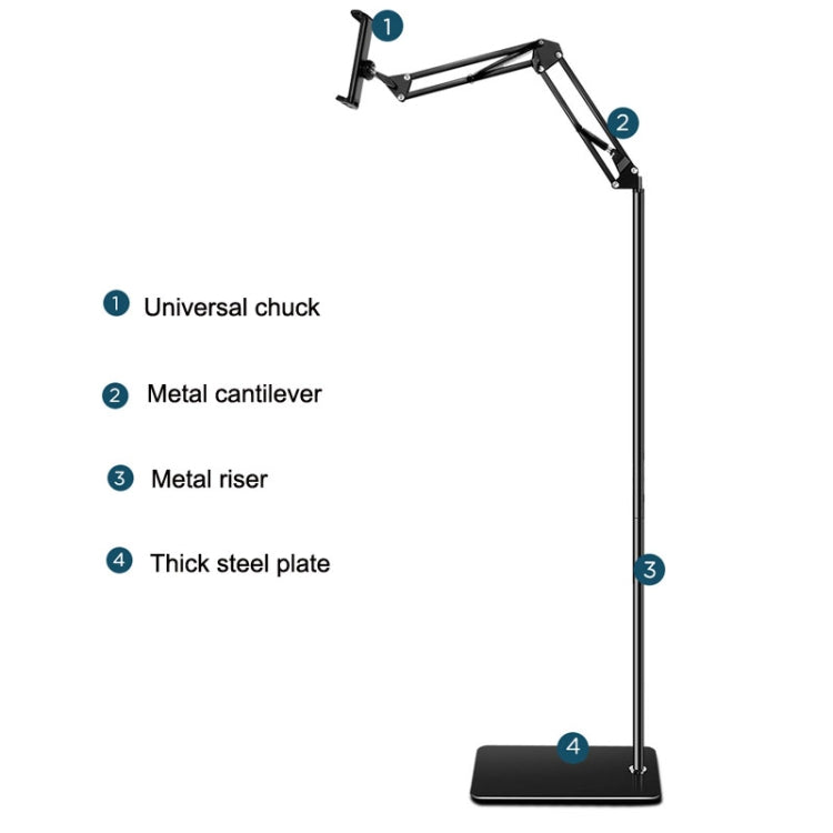155cm Live Broadcast Bedside Cantilever Floor Bracket Desktop Floor Model (Black) - Lazy Bracket by buy2fix | Online Shopping UK | buy2fix