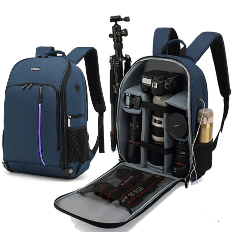 TONO LED Light SLR Digital Camera Backpack With USB Port(Black) - Backpack by TONO | Online Shopping UK | buy2fix