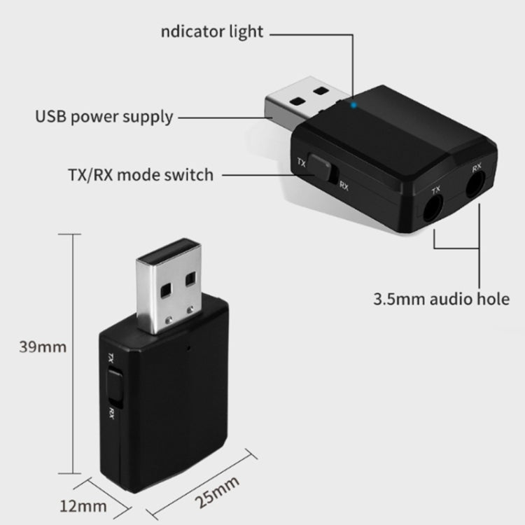 ZF-169 PLUS 3 In 1 Car USB Bluetooth 5.0 Audio Adapter - Audio Receiver Transmitter by buy2fix | Online Shopping UK | buy2fix