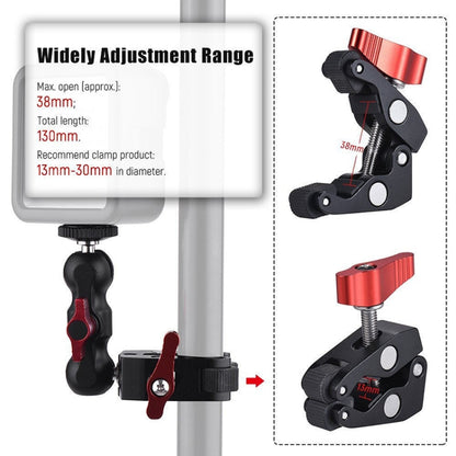 JMSUZ 124124 SLR Camera Rail Adjustable Clamp Crab Clamp (Red) - Camera Accessories by JMSUZ | Online Shopping UK | buy2fix