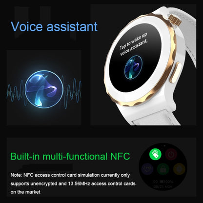 HW3 Mini Heart Rate/Blood Oxygen Monitoring Smart Watch with NFC Function(Gold Shell White Leather) - Smart Wear by buy2fix | Online Shopping UK | buy2fix