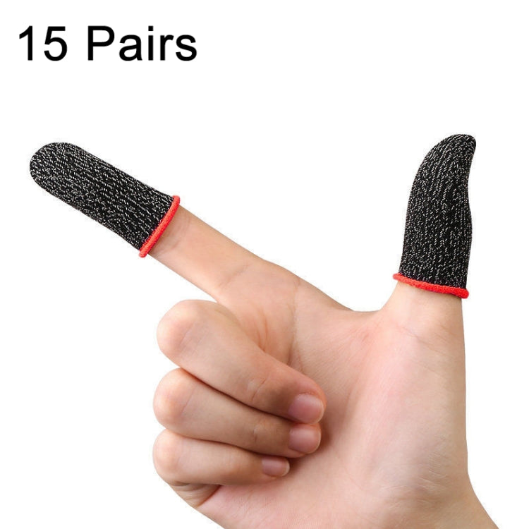 15 Pairs  18 Needles Gaming Finger Glove Anti-sweat and Non-slip Glove,Color: Silver Fibre Red Trim - Gaming Finger Sleeves by buy2fix | Online Shopping UK | buy2fix