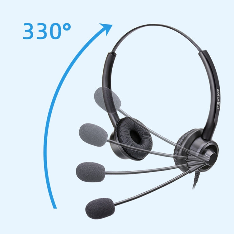 VT200D Double Ears Telephone Headset Operator Headset With Mic,Spec: 3.5mm Single Plug To USB - Microphones & Headsets by buy2fix | Online Shopping UK | buy2fix