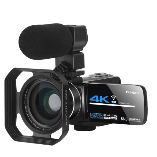 KOMERY  AF2 5600PX 18X Zoom 4K Digital Video Camera With Hood + Microphone + Wide-angle Lens - Consumer Electronics by buy2fix | Online Shopping UK | buy2fix
