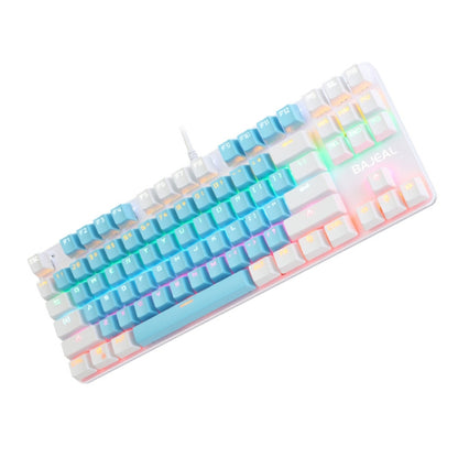 BAJEAL K100 87 Keys Green Shaft Wired Mechanical Keyboard, Cable Length: 1.6m(Blue White) - Wired Keyboard by BAJEAL | Online Shopping UK | buy2fix