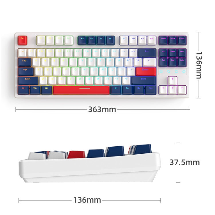 ZIYOU LANG K87 87-key RGB Bluetooth / Wireless / Wired Three Mode Game Keyboard, Cable Length: 1.5m, Style: Banana Shaft (Micr-light) - Wireless Keyboard by ZIYOU LANG | Online Shopping UK | buy2fix