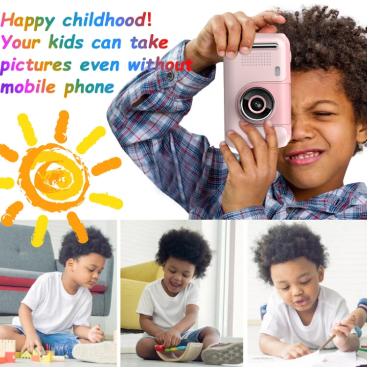 2.4 Inch Children HD Reversible Photo SLR Camera, Color: Yellow Blue + 8G Memory Card + Card Reader - Children Cameras by buy2fix | Online Shopping UK | buy2fix