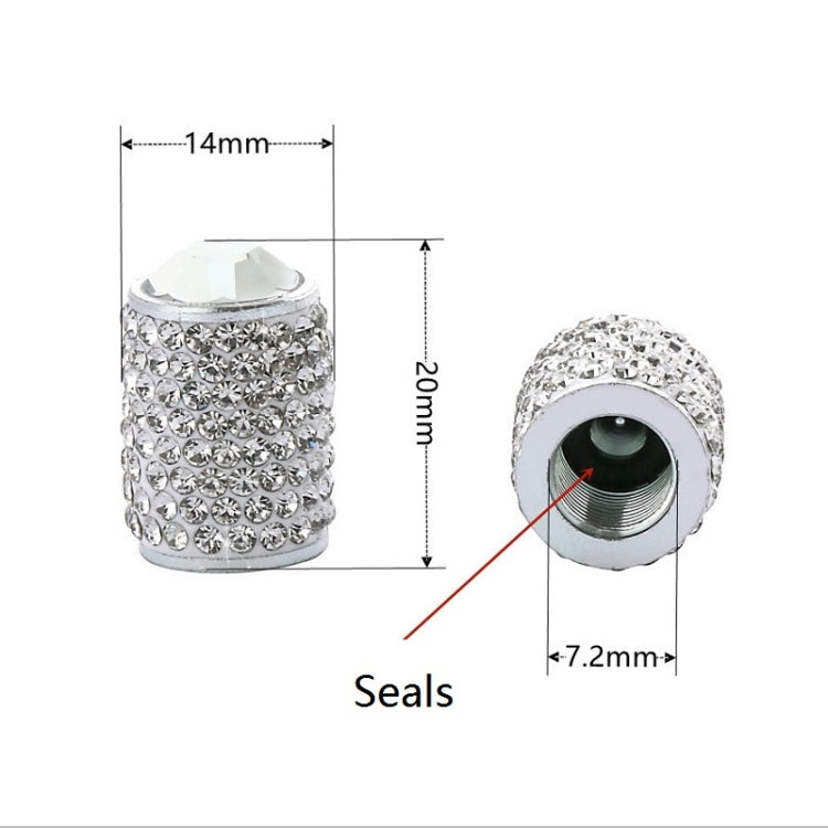 Car Tyre Aluminium Full Diamond Valve Cap With Seal(White) - In Car by buy2fix | Online Shopping UK | buy2fix