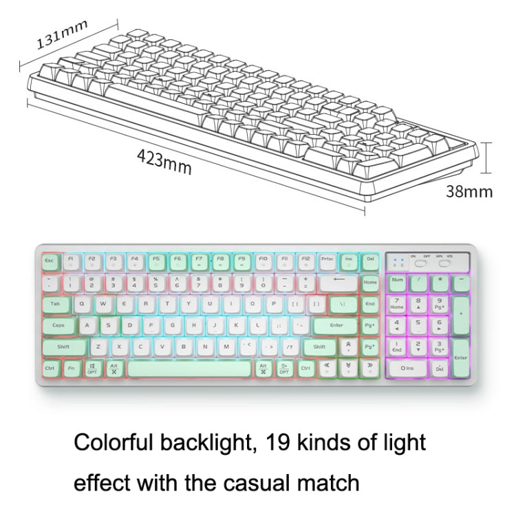 LANGTU GK102 102 Keys Hot Plugs Mechanical Wired Keyboard. Cable Length: 1.63m, Style: Red Shaft (Matcha Green) - Wired Keyboard by LANGTU | Online Shopping UK | buy2fix