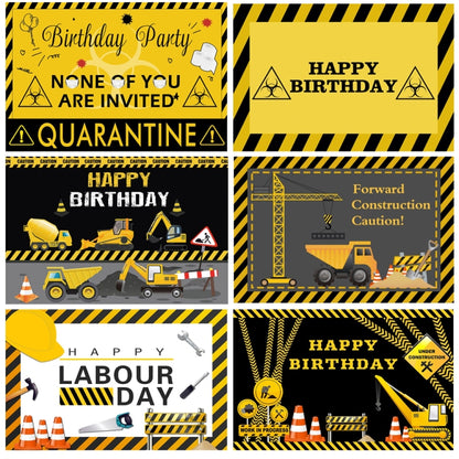 1.5m x 1m  Construction Vehicle Series Happy Birthday Photography Background Cloth(Mdm07372) - Camera Accessories by buy2fix | Online Shopping UK | buy2fix