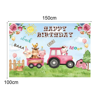 1.5m x 1m Cartoon Farm Animals Photography Backdrop Birthday Party Background Decoration(MDT08893) - Camera Accessories by buy2fix | Online Shopping UK | buy2fix