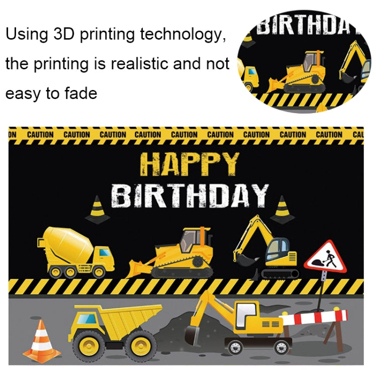 1.2m x 0.8m Construction Vehicle Series Happy Birthday Photography Background Cloth(11408682) - Camera Accessories by buy2fix | Online Shopping UK | buy2fix