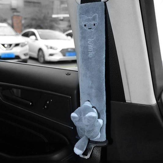 002 Cute Cartoon Thicked Seat Belt Anti-Strangled Protective Cushion, Length: 23cm (Gray Fox) - In Car by buy2fix | Online Shopping UK | buy2fix