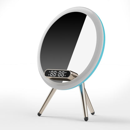 Q6 Smart Clock Display Bluetooth Speaker Fill Light Makeup Mirror with Wireless Charger(Blue) - Mirror by buy2fix | Online Shopping UK | buy2fix
