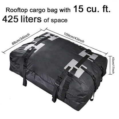 15 Cubic Foot Car Universal Rainproof Roof Luggage Outdoor Camper Roof Bag + Non-slip Mat(Black) - In Car by buy2fix | Online Shopping UK | buy2fix