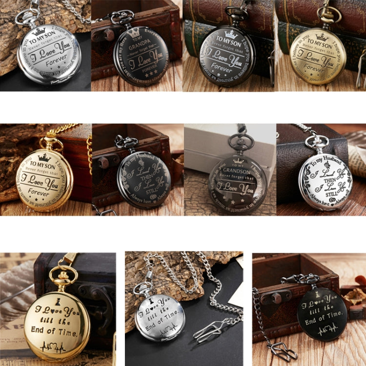 Engraved Vintage Commemorative Quartz Pocket Watch Round Watch, Style: Matte Ancient Copper - Necklace Watch Watches by buy2fix | Online Shopping UK | buy2fix