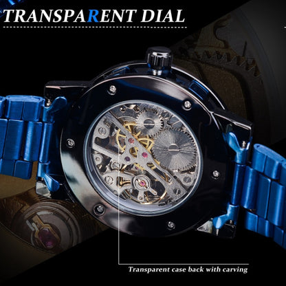 Winner Leisure Skeleton Diamond Luminous Pointer Watch Men Manual Mechanical Watch(Silver Belt Silver Shell Black Face) - Metal Strap Watches by Winner | Online Shopping UK | buy2fix