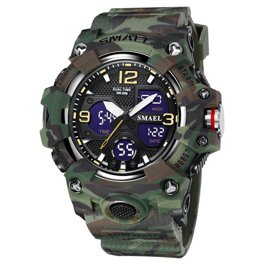 SMAEL 8008 Outdoor Waterproof Camouflage Sports Electronic Watch Luminous Multi-function Waist Watch(Camouflage Army Green) - LED Digital Watches by buy2fix | Online Shopping UK | buy2fix