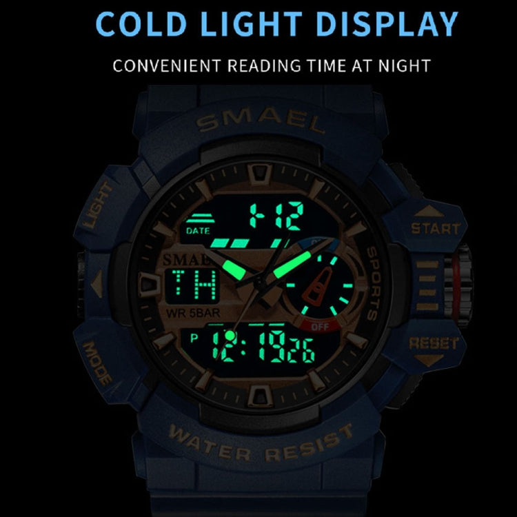SMAEL 8043 Multifunctional Dual Display Shockproof Outdoor Waterproof Sports Quartz Watch(Yellow) - LED Digital Watches by SMAEL | Online Shopping UK | buy2fix
