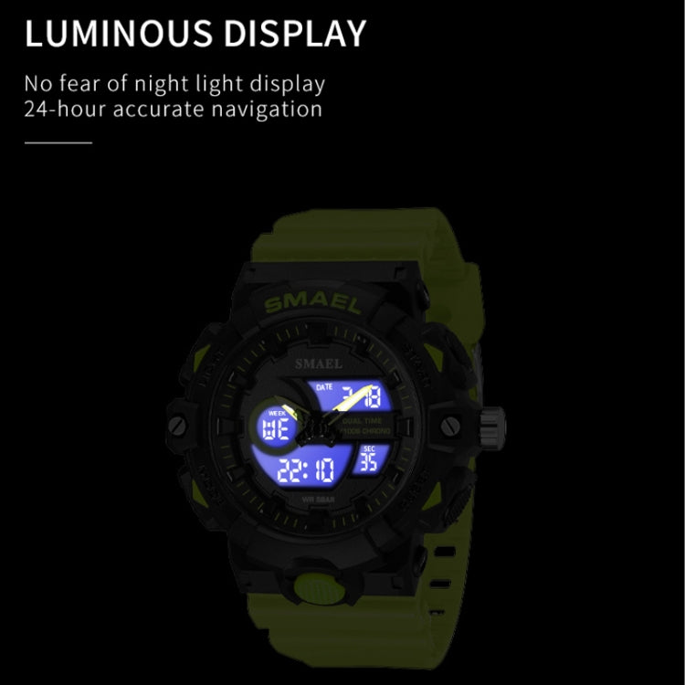 SMAEL 8081 Multifunctional Waterproof Luminous Numeric Digital Dual Display Outdoor Sports Watch(Green) - LED Digital Watches by SMAEL | Online Shopping UK | buy2fix