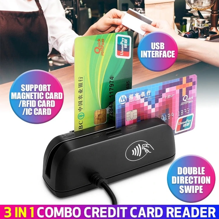 YL116U-3 3 in 1 IC Card Induction Magnetic Card Reader -  by buy2fix | Online Shopping UK | buy2fix