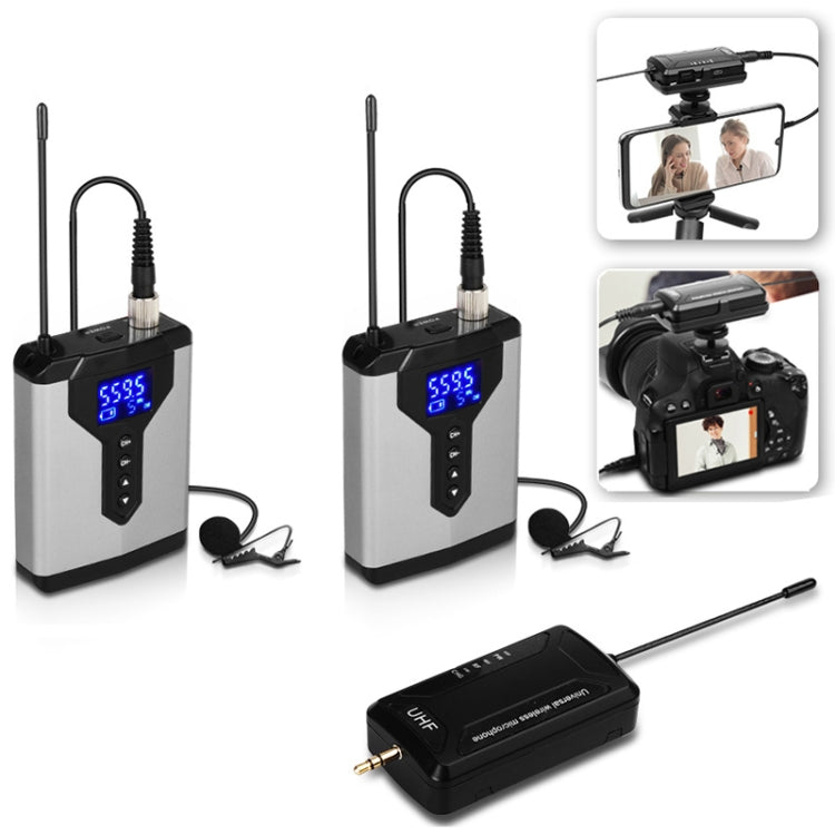 Q6 1 Drag 2 Wireless Lavalier With Stand USB Computer Recording Microphone Live Phone SLR Lavalier Microphone - Consumer Electronics by buy2fix | Online Shopping UK | buy2fix