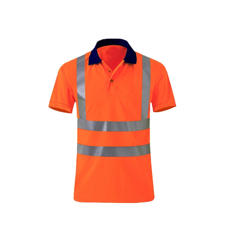 Reflective Quick-drying T-shirt Lapel Short-sleeved Safety Work Shirt, Size: XXXXL(Orange Red) - Workplace Safety Supplies by buy2fix | Online Shopping UK | buy2fix