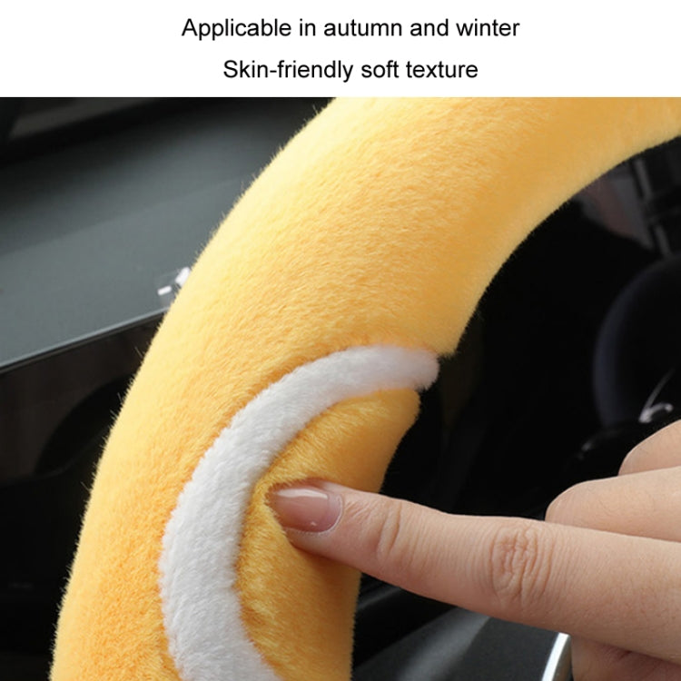 Car Steering Wheel Cartoon Short Fluff Handle Cover, Size: 38cm(Orange Round) - In Car by buy2fix | Online Shopping UK | buy2fix