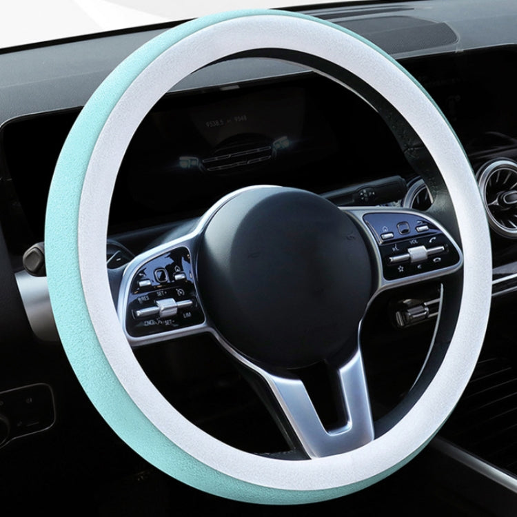 Car Steering Wheel Short Plush Winter Non-slip Grip Cover, Size: 38cm(Round Blue) - In Car by buy2fix | Online Shopping UK | buy2fix