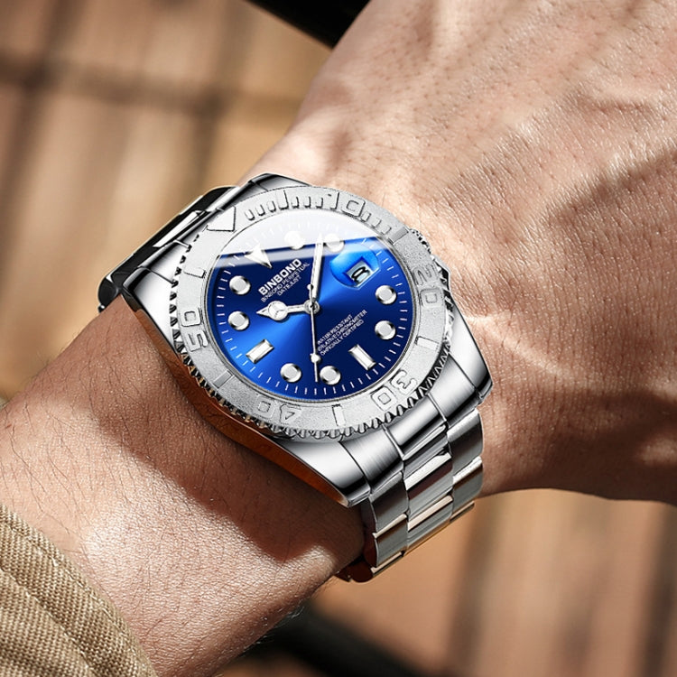 BINBOND B930 Metal Gear Luminous Quartz Watch 30M Waterproof Sports Watch, Color: White Steel-White - Metal Strap Watches by BINBOND | Online Shopping UK | buy2fix
